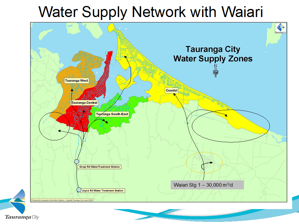 Waiari water supply network map