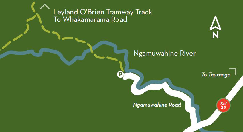 Map showing the Ngamuwahine Track