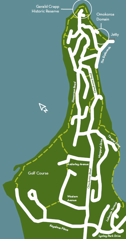 Map showing walking tracks in Ōmokoroa