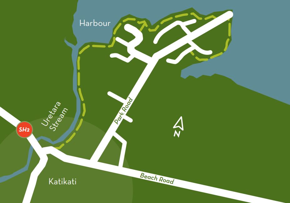 Uretara Stream and Park Road Reserve walking track map