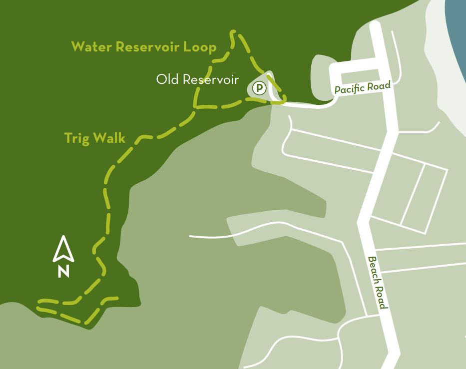 Waihī Beach Trig and Reservoir walks map