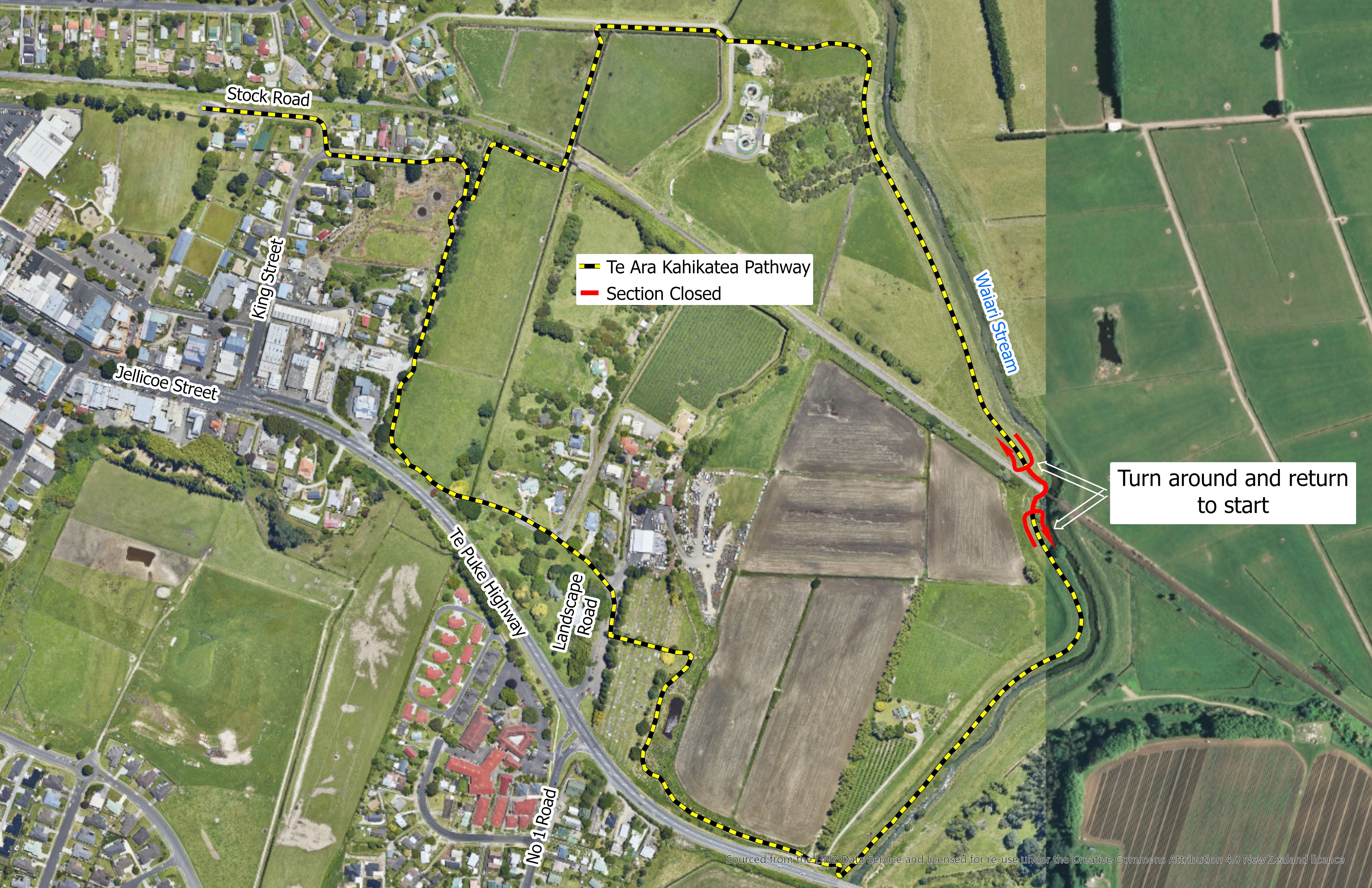 map showing walkway closure