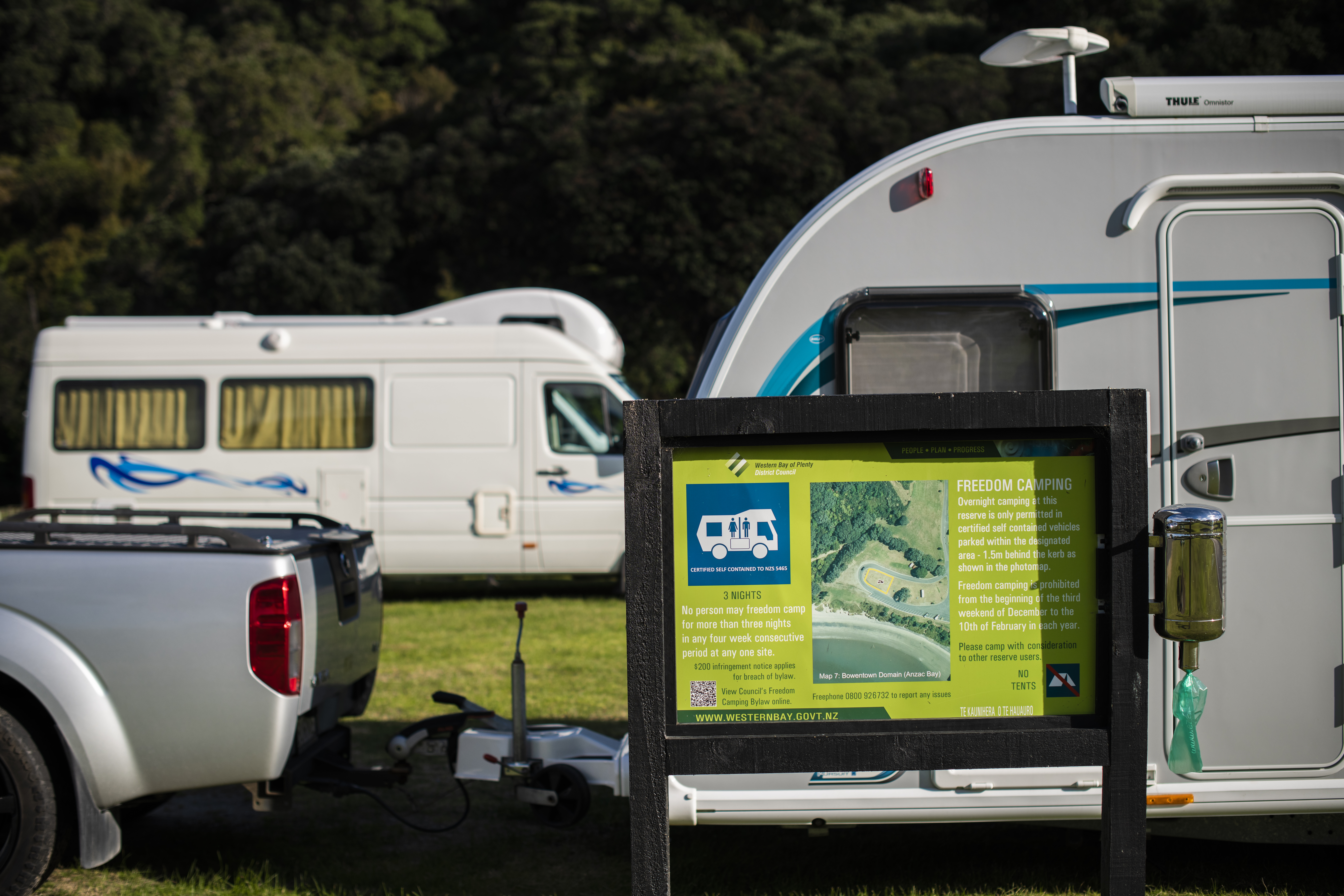 Freedom campers will be asked to move to the three remaining freedom camp sites open that have the necessary facilities and hygiene precautions in place - ​Commerce Lane car park, Te Puke; Marine Park, Tauranga; Uretara Domain, Katikati.