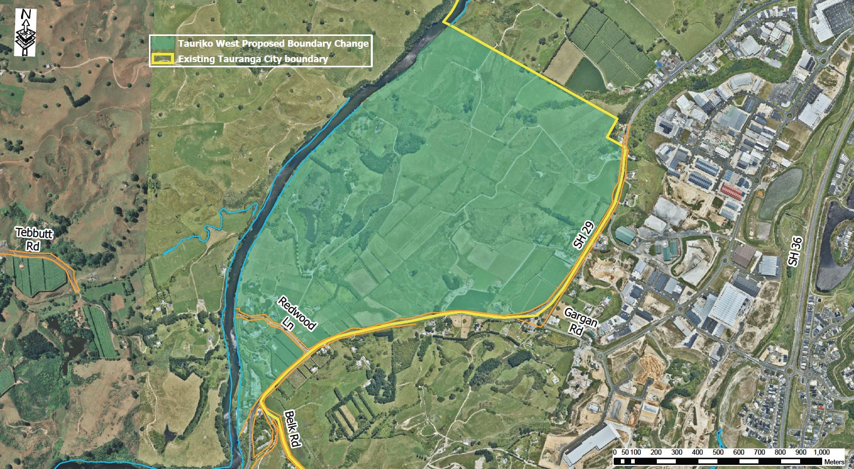 Map showing the Tauriko West Proposed Boundary Change