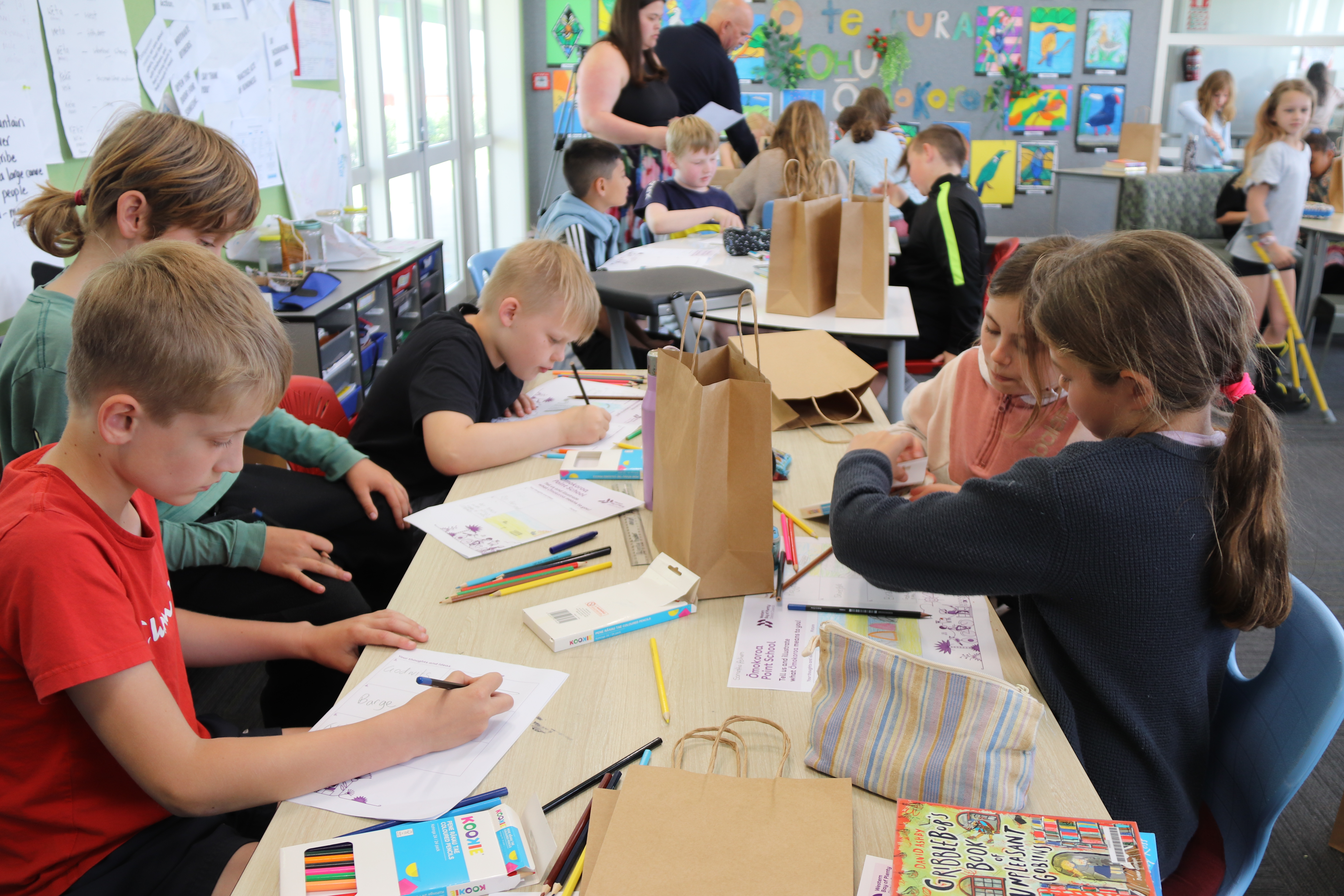 Students completing their worksheet.