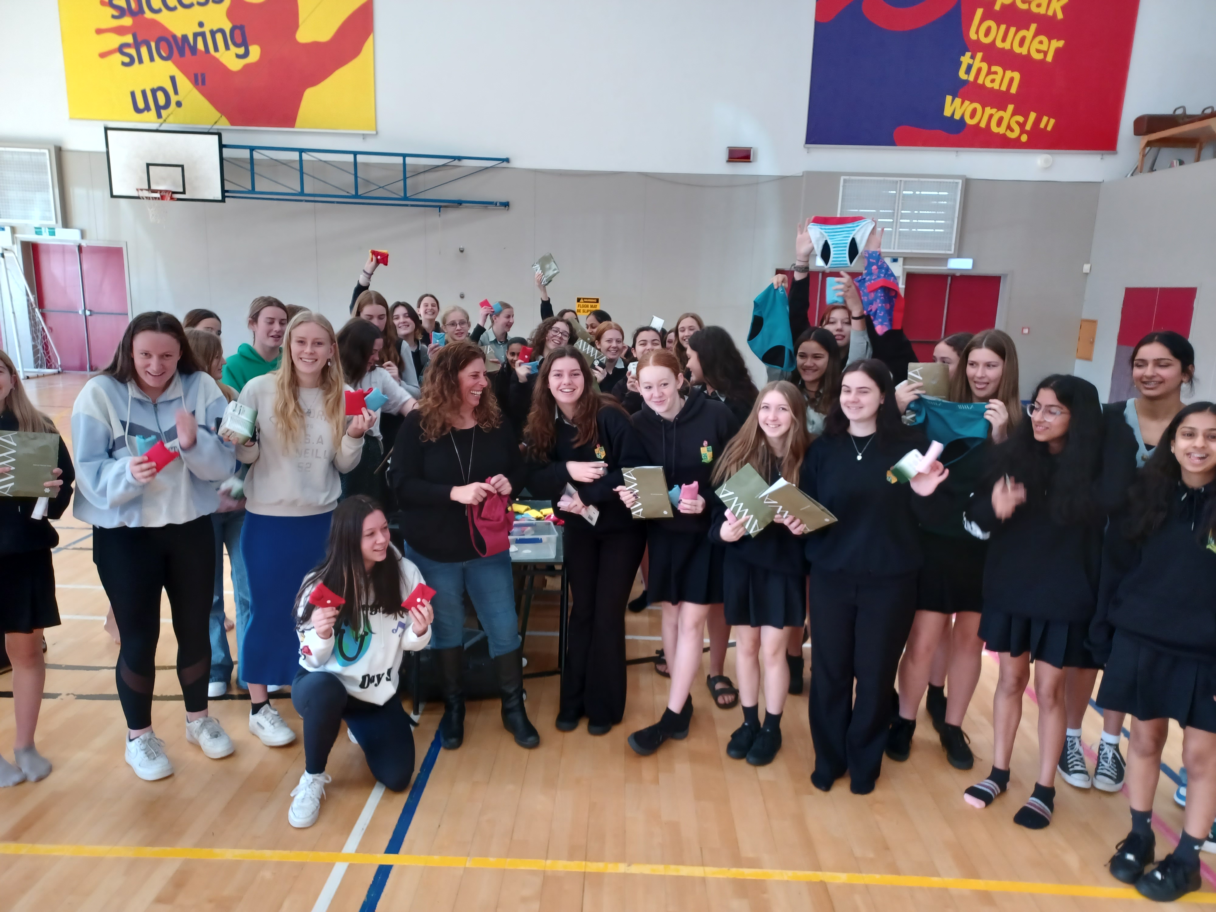 Participants from the Waste Free Period Program at Katikati College excited to try their new reusable menstrual products.